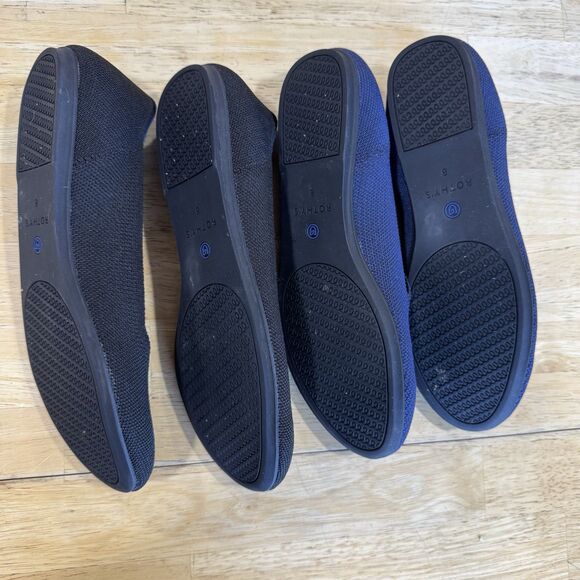 ROTHY'S Lot Of 2 Pair The Flat Black & The Loafer Navy Size 8 Pristine & EUC - Picture 8 of 12